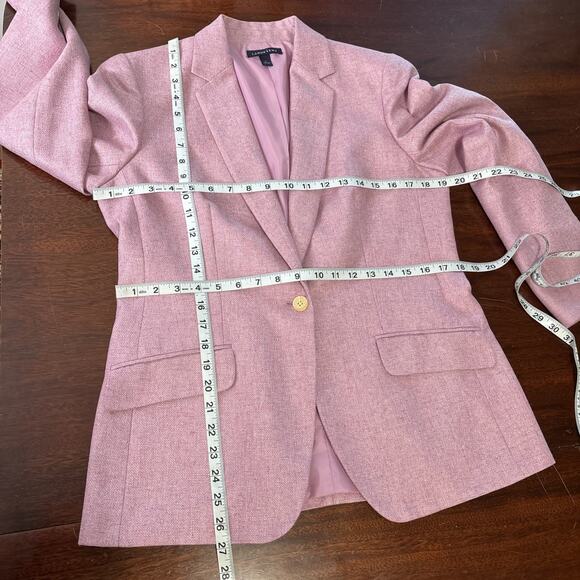 Lands End Womens Wool Silk Linen Blazer Size 10 Purple Classic Preppy Tailored - Picture 6 of 8